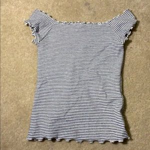 Black and White Striped Off the Shoulder Top